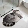 Tapete de terra de diatomáceas para banheiro com tema de gato de desenho animado, adequado para uso no banheiro, vaso sanitário ou na entrada, absorvente, antiderrapante e ideal para uso doméstico