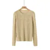 Camiseta Básica de Gola Redonda em Fio Washi para Mulheres, Temporada de Primavera, Blusa de Manga Longa Lisa, Camiseta Básica de Fio Washi para Mulheres, Temporada de Primavera