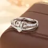 Colección de Anillos de Latón Plateado con Circonita de Moda Más Vendidos, Anillos de Plata de Lujo Ligero Transfronterizos, Versátiles para el Uso Diario