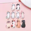 Colgante de Aleación de Esmalte de Gato Durmiendo de Dibujos Animados Encanto de Gato Lindo Multicolor Accesorios de Joyería para Pulsera Collar DIY