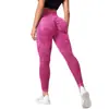 Calça de Yoga Europeia e Americana Sem Costura Lavada Fosca Feminina Apertada Esportiva Cintura Alta Levanta Bumbum Pêssego Calça Fitness