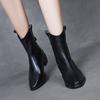 Botines Cortos de Cuero Genuino de Primera Capa Estilo Francés con Punta Puntiaguda para Mujer, Nuevas Botas de Motociclista Martin Retro con Suela Gruesa para Otoño e Invierno