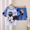 Ropa de Casa para Niños y Bebés Niñas y Niños Pijamas de Manga Corta Verano Delgados Niños Grandes Dibujos Animados Traje de Niña Pequeña