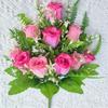 10 Flores Artificiales Diamante Rosa Bicolor, Tallo Único, para Decoración de Dormitorio y Sala de Estar, Flores de Seda, Flores de Rosa, Estilo Ins