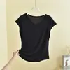 Nova Camiseta de Pijama de Verão Soltinha Modal Gola V Sem Mangas Cor Sólida Versátil Casual Tamanho Plus