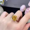 Venta directa del fabricante: Anillo de Citrino Amarillo Natural con una Piedra Principal Totalmente Pulida de 12 mm, Incrustado Meticulosamente