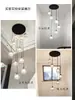 Lámpara de araña para escalera, lámpara colgante larga, luz LOFT dúplex de lujo moderno minimalista nórdico para sala de estar, lámpara giratoria de cristal de moda