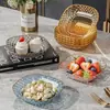 Plato para huesos y plato de frutas de lujo ligero con patrón de diamantes, transparente, plato pequeño creativo para uso doméstico para aperitivos, plato pequeño de estilo de lujo ligero