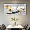 Reloj de estilo nórdico, pintura decorativa, reloj de pared de lujo ligero para sala de estar, reloj de pared silencioso para comedor, reloj de pared para el hogar