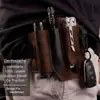 Capa Multifuncional de Couro PU para Cinto Masculino, Bolsa de Armazenamento de Bolso EDC, Capa com Porta-Canetas, Chaveiro, Capa para Lanterna, Bolsa de Couro EDC