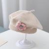Gorro de bebé otoño e invierno para mujer, bonito gorro de flores para bebé, gorro de lana para niña, gorro de pintor de punto a la moda.