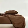 Ventas directas del fabricante: Juego de cuatro piezas transfronterizo de sábanas bajeras, sábanas, fundas de almohada, ropa de cama hipoalergénica, juego de ropa de cama para el hogar de color liso