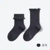 26 calcetines infantiles para primavera y otoño con bordes rizados, estilo princesa lindos, calcetines de tubo medio con parte superior suelta, algodón peinado, clase A para niñas