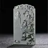 Jade Hetian de Xinjiang Zafiro Verde Torre Primera Calidad Material Fino Cuatro Brazos Guanyin Colgante de Paisaje para Hombres y Mujeres Colgante de Jade