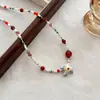Collar Colgante de Hongo con Cuentas de Color Dopamina para Mujer 2025 Nuevo Popular Nicho Cadena para Clavícula de Gama Alta Accesorio