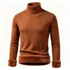 Suéter de cuello alto con forro de polar para hombre, tejido de punto polar engrosado de una pieza para invierno, jersey base cálido ajustado estilo coreano para hombre