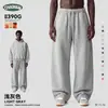 Pantalones de Chándal Pesados para Hombre CKX de 390G con Forro de Polar, Marca de Tendencia Retro Americana, Silueta de Guadaña con Puños, Pantalones Holgados con Aspecto Desgastado