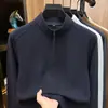 Sudadera base de cachemir y seda de morera para hombre, nuevo modelo otoño 2026, camiseta de manga larga con cremallera cepillada por ambos lados de 300 g para hombre