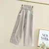 Pantalones de Verano Anchos para Niñas Finos Estilo Nuevo 2025 para Niños Mayores, Pierna Recta Suelta de Verano Anti-Mosquitos Color Sólido