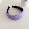 Diadema de Estilo Coreano Retro a Cuadros Lunares con Borde Ancho Plisado Aumenta la Frente Académica Diaria Ropa Exterior Accesorio para el Cabello Versátil Diadema