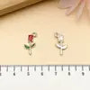 Aleación de Zinc Colgante Fresco Estilo Goteo de Aceite Colgante Flor Rosa Corazón Pendientes Hechos a Mano DIY Llavero Accesorios de Joyería