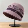 Sombrero de madre para mujeres de mediana edad y ancianas, otoño e invierno, cálido, con felpa adicional, gorro de lana tejido grueso, protección contra el frío, sombrero tipo cubo para abuela, señora mayor