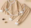 Conjunto Íntimo para Bebê de Cintura Alta com Proteção para a Barriga Roupas de Casa Recém-Nascido Primavera e Outono Bebê Recém-Nascido Renda Cadarço Algodão Puro Sem Ossos Dividido