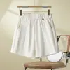 Shorts Anchos de Cintura Alta de Moda para Mujer, Nuevo Estilo de Verano, Shorts Casuales de Corte A Adelgazantes y Favorecedores, Versátiles para el Trabajo, Largo hasta la Rodilla
