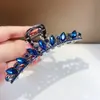 Pinza para el cabello de cristal de alta gama, tamaño mediano, para mujer, pinza de garra nicho y sofisticada para peinados semi-recogidos, pinza de tiburón para la parte trasera de la cabeza