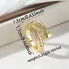 Anillo Cruzado Nuevo Lujo Intersectante Forma de Uña Moda Diseño de Alto Nivel con Brillo Incrustaciones de Pedrería Anillo de Dedo Abierto Ajustable Joyería para Mano