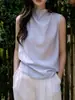 Camisa sin mangas de dos colores con cuello de solapa para mujer en verano, holgada, de alta gama, top fino