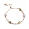Pulsera de Cadena de Mano de Color Transparente Color Dopamina Zirconia Ovalada Tipo Tirador Joyería de Mano de Lujo Ligero y Acabado de Alta Gama para Mujeres