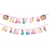 Nuevas Decoraciones de Fiesta Temáticas de Princesa Rosa Elsa para Cumpleaños Infantiles Platos de Papel de Dibujos Animados, Manteles, Banderines y Suministros para Arreglos