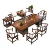 Juego Grande de Mesa y Sillas para Té, Combinación de Cama Luohan, Una Mesa y Cinco Sillas, Mesa de Té de Oficina, Uso en el Hogar, Mesa de Té de Madera Maciza Estilo Zen Nuevo Chino