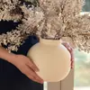 Jarrón de Cerámica Liso Cepillado Estilo Wabi-Sabi Sencillo Arreglo Floral de Lujo Ligero Jarrón Pequeño Creativo de Gama Alta Adornos de Cerámica