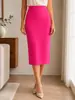 Popular Falda Lápiz Elástica de Comercio Exterior para Mujer, Corte Ajustado, Longitud Media, Fluida, Falda Casual Negra, Falda Profesional de Oficina