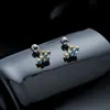 Brincos Cluster de Diamante Cheio de Novo Estilo Transfronteiriços para Homens, Modernos e Versáteis, Brincos de Flor de Íris em Forma de Cruz de Alto Padrão para Mulheres
