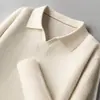 Estilo Old Money, suéter de lana cepillada con cuello con muesca, nueva colección otoño/invierno 2026 para hombre, que contiene seda, 16-gauge, 43-count, suéter de cachemira de 2 cabos