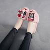 Zapatillas de algodón de felpa antideslizantes para el hogar, para mujer, de suela gruesa para interiores, para otoño e invierno, lindas pantuflas esponjosas con diseño de luna de dibujos animados de estilo coreano