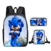 Mochila escolar de tres piezas de Sonic Sonic de Amazon, mochila de anime para estudiantes de primaria, mochila escolar de dibujos animados