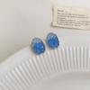 Sistema de Sanación~Pendientes Azules Pequeños de Sal Marina Fresca para Mujer, Modernos Elegantes, Versátiles, de Gama Alta, Pendientes de Estilo Festivo, Pendientes