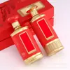 Garrafa de vidro personalizada de 500ml, garrafa de vinho para casamento, garrafa vazia para licor, garrafa de vinho vazia requintada de alta qualidade com design floral pintado por spray e assado