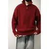 Suéter de cuello alto medio para hombres y mujeres, marca de moda otoño e invierno, cuello alto abotonado, rojo para el año del zodiaco, tejido suelto y casual para parejas