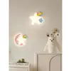 Lámpara de Pared para Habitación Infantil Forma de Estrella Luna Habitación Niño Niña Lámpara de Mesita de Noche LED de Dibujos Animados Creativa Lámpara de Ahorro de Energía