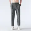 Pantalones de gasa de burbujas de seda helada para hombre, talla grande, populares de verano, ultra delgados, de pierna ancha, rectos, hasta el suelo, 78 yuanes, negro