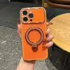 Capa de Celular Magnética com Suporte de Janela Grande e Brilhante Adequada para Apple 17Promax Tendência 16 Dois em Um 11/12/15