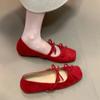 Altura Interior Zapatos Mary Jane de Boca Baja para Mujer Verano Estilo Francés Retro Estilo de Noche Lazo Suaves de Una Sola Capa