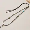 Corda de Pingente Dourada Tecida à Mão com Corda, Corda Trançada Bússola Oito Tesouros, Corda de Colar com Pingente Cabeça de Buda de Jade, Design Simples