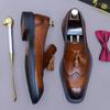 Zapatos de Hombre de Moda Tallados en Piel de Vaca de Primera Capa Zapatos de Cuero Genuino Retro de Caña Baja Zapatos de Vestir para Hombre sin Cordones con Borla de Goma