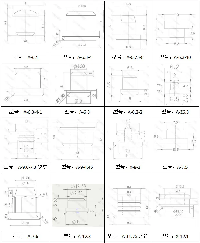 管螺纹硅胶塞详情页尺寸图1